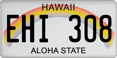 HI license plate EHI308
