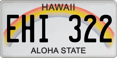 HI license plate EHI322
