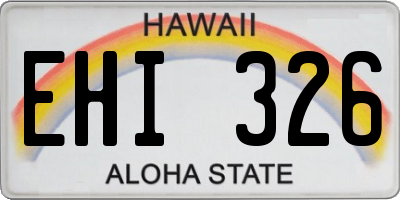 HI license plate EHI326