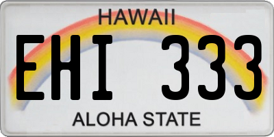 HI license plate EHI333