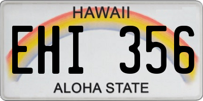 HI license plate EHI356