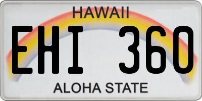 HI license plate EHI360