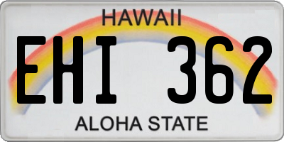 HI license plate EHI362