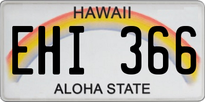 HI license plate EHI366
