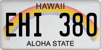 HI license plate EHI380