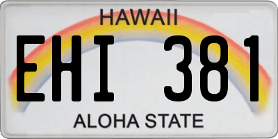 HI license plate EHI381