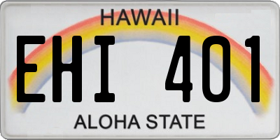 HI license plate EHI401