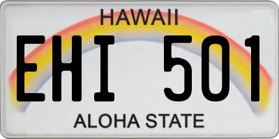 HI license plate EHI501