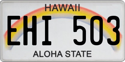 HI license plate EHI503