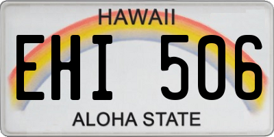 HI license plate EHI506