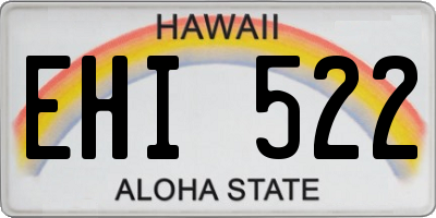 HI license plate EHI522