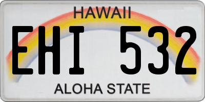 HI license plate EHI532