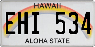 HI license plate EHI534