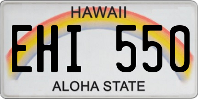 HI license plate EHI550