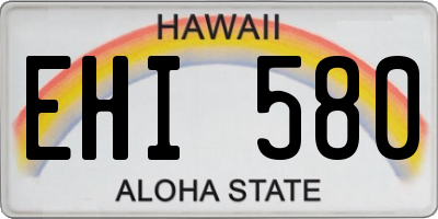 HI license plate EHI580