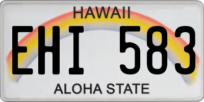 HI license plate EHI583