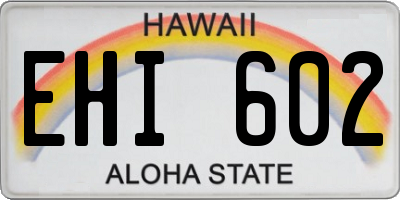HI license plate EHI602