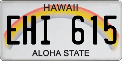 HI license plate EHI615