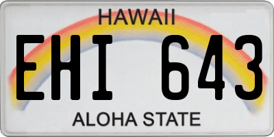 HI license plate EHI643