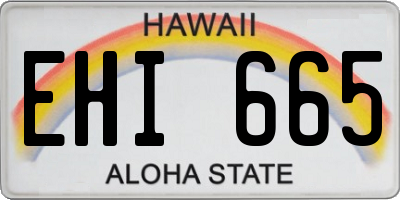 HI license plate EHI665