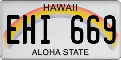 HI license plate EHI669