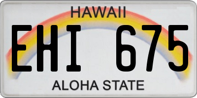 HI license plate EHI675