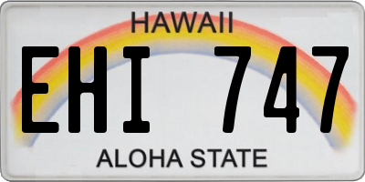 HI license plate EHI747