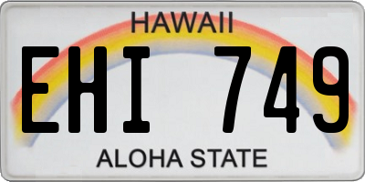 HI license plate EHI749
