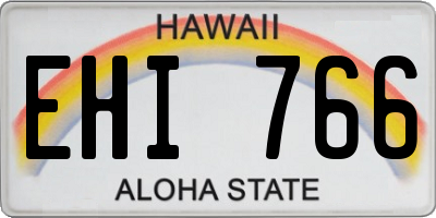 HI license plate EHI766