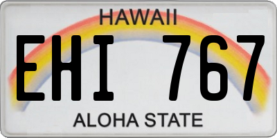 HI license plate EHI767