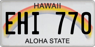 HI license plate EHI770