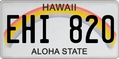 HI license plate EHI820