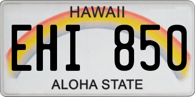 HI license plate EHI850