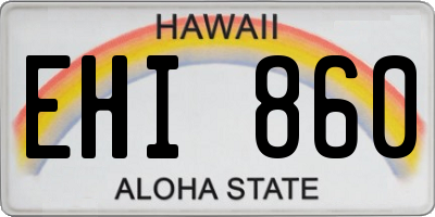 HI license plate EHI860