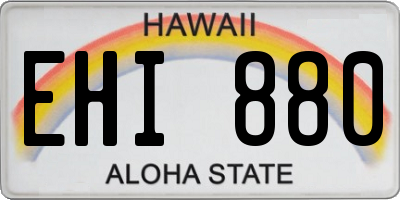 HI license plate EHI880