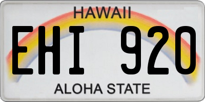 HI license plate EHI920
