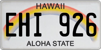 HI license plate EHI926
