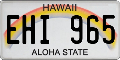 HI license plate EHI965