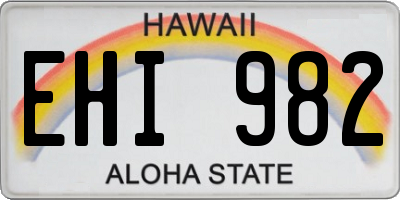 HI license plate EHI982