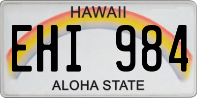 HI license plate EHI984