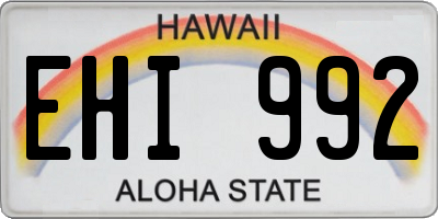 HI license plate EHI992