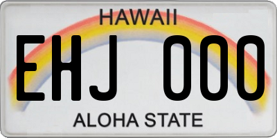 HI license plate EHJ000