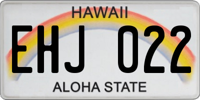 HI license plate EHJ022