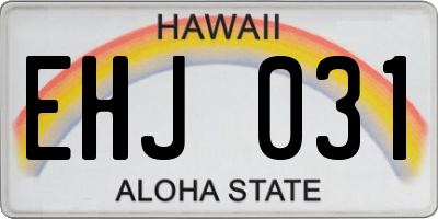 HI license plate EHJ031