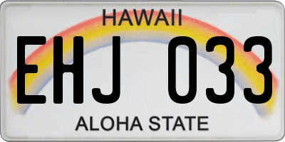 HI license plate EHJ033
