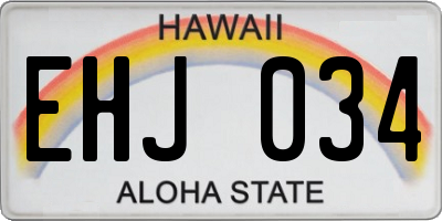 HI license plate EHJ034
