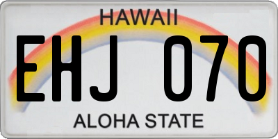 HI license plate EHJ070