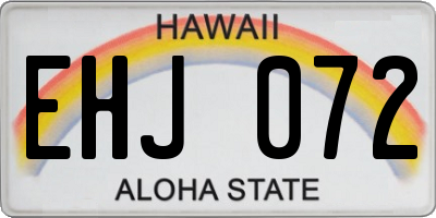 HI license plate EHJ072