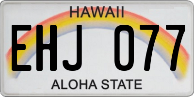 HI license plate EHJ077