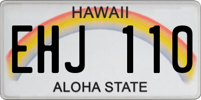 HI license plate EHJ110